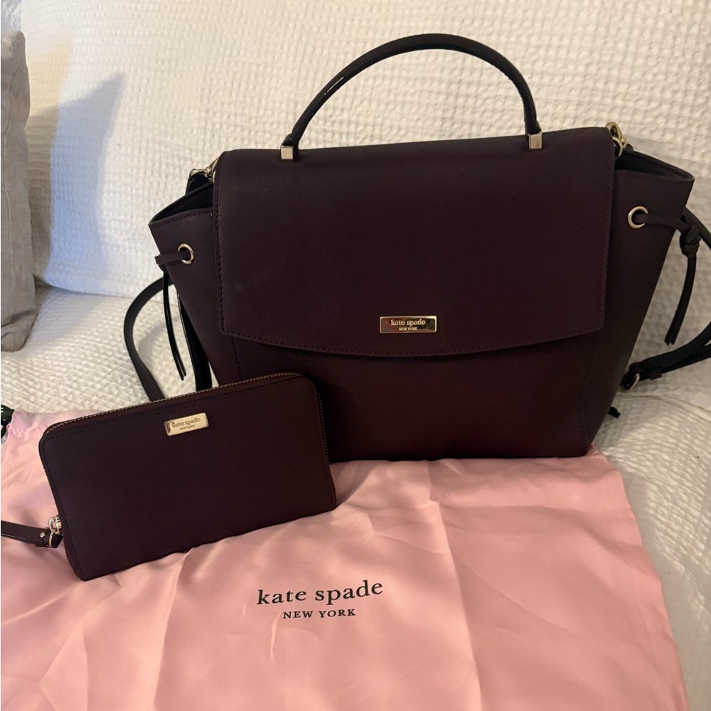 Kate Spade burgundy crossbody and matching wallet
